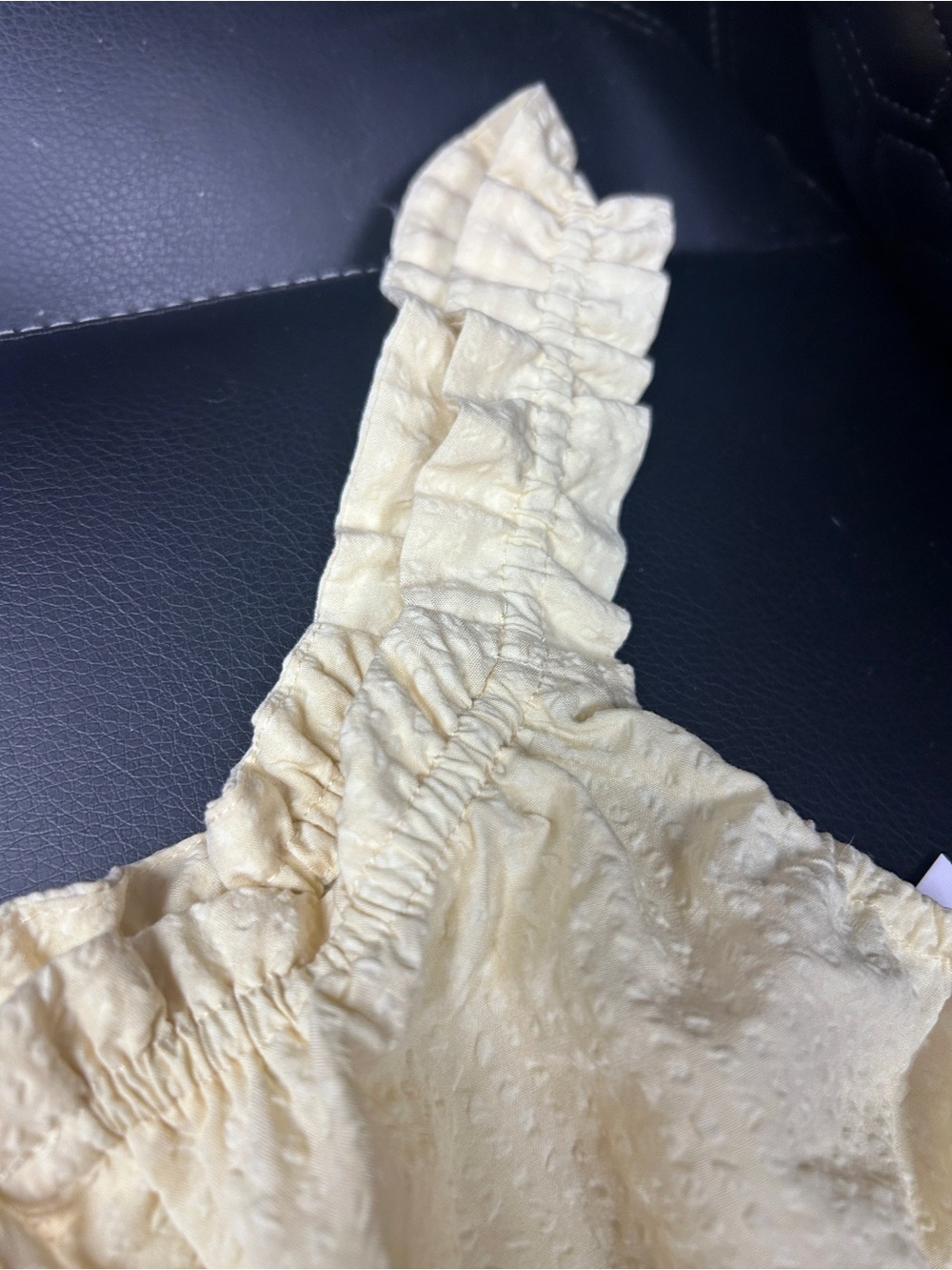 Sleeveless Ruffle-Trim Yellow Peplum Top - Picture 7 of 9